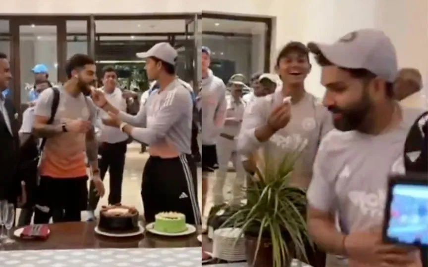 "Mota ho jaunga": Rohit Sharma refuses to eat cake as India celebrates ODI win vs South Africa